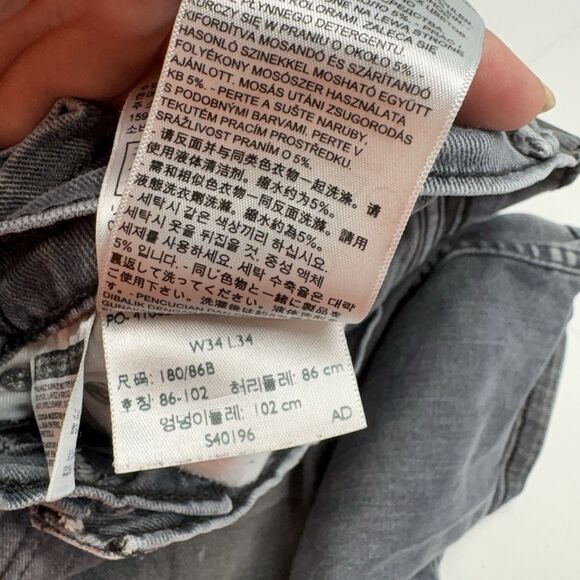 Levi’s 511 Gray Wash Distressed Denim Jeans Slim Straight Men’s W34 L34 - Picture 6 of 8